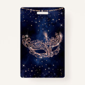 Masquerade Maske Rose Gold Glitzer Sweet 16 VIP Ausweis (Rückseite)