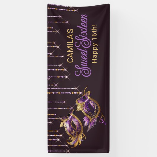 Masquerade Maske Sweet 16 Lila Gold ID1032 Banner (Vertikal)