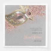Masquerade Maske Sweet 16 Rose Gold ID1032 Serviette (Vorderseite)