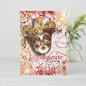 Masquerade Maske venezianisches Mardi Gras Party Einladung (Stehend Vorderseite)