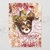 Masquerade Maske venezianisches Mardi Gras Party Einladung (Vorne/Hinten)