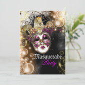 Masquerade Maske venezianisches Mardi Gras Party Einladung (Stehend Vorderseite)