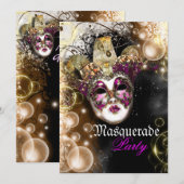 Masquerade Maske venezianisches Mardi Gras Party Einladung (Vorne/Hinten)