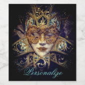 Masquerade Maske Viktorianisch elegant gotisch Weinetikett (Einzelnes Label)