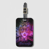 Masquerade Maske Viktorianisch elegante Gotik schw Gepäckanhänger (Vorderseite Vertikal)