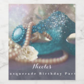 Masquerade Masken & Perlen Regenbogen Party Weinma Weinetikett (Einzelnes Label)