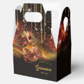 Masquerade Masken Quinceanera Red Gold ID1031 Geschenkschachtel (Geöffnet)