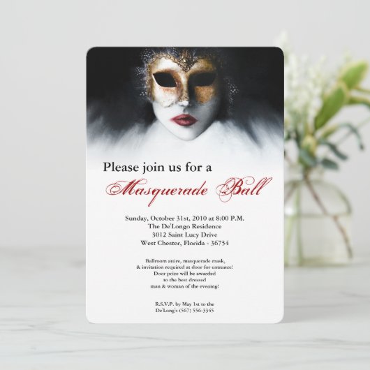 Masquerade Maskenball-Maskenball-Maskenumschlag Ha Einladung (Stehend Vorderseite)