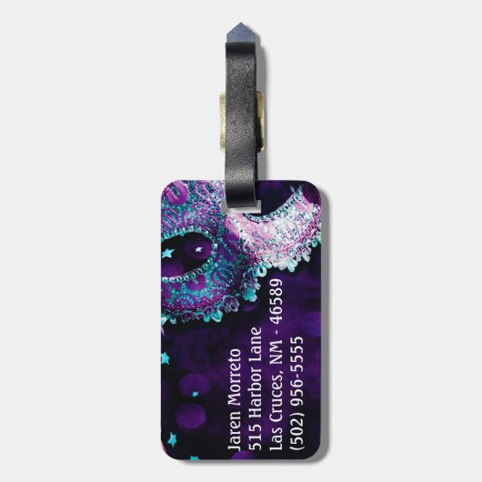 Masquerade Maskenkostüm Hallo Monogram Gepäcktag Gepäckanhänger (Rückseite vertikal)