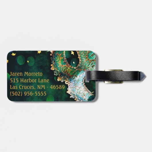 Masquerade Maskenkostüm Hallo Monogram Gepäcktag Gepäckanhänger (Rückseite horizontal)