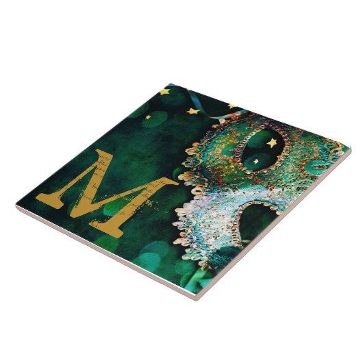 Masquerade Maskensaal Monogram Display Tile Fliese (Seite)