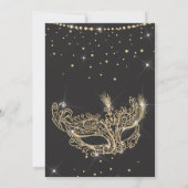Masquerade Maskerbe Grau Gold Glitzer Sweet 16 Einladung (Rückseite)