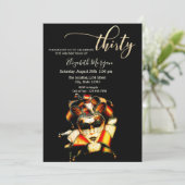 Masquerade, Masque Black 30. Geburtstag Einladung (Stehend Vorderseite)