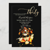 Masquerade, Masque Black 30. Geburtstag Einladung (Vorne/Hinten)