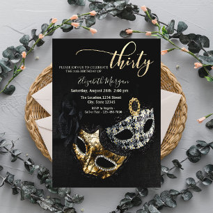 Masquerade, Masque Black 30. Geburtstag  Einladung