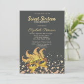 Masquerade, Masque, Dots, Confetti Süß 16 Einladung (Stehend Vorderseite)