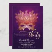 Masquerade, Masque Lila 30. Geburtstag Einladung (Vorne/Hinten)