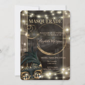 Masquerade Masque String Lights 30. Geburtstag Einladung (Vorderseite)