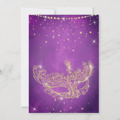 Masquerade Masquerade lilac gold Glitzer quinceane Einladung (Rückseite)