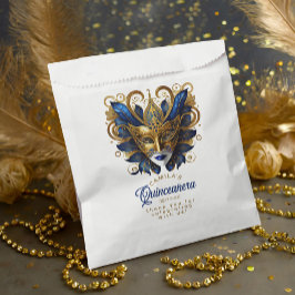 Masquerade Motif Quinceanera Blue Gold ID1031 Geschenktütchen