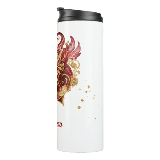 Masquerade Motif Quinceanera Red Gold ID1031 Thermosbecher (Nach rechts gedreht)