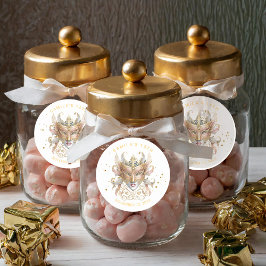 Masquerade Motif Quinceanera Rose Gold ID1031 Runder Aufkleber