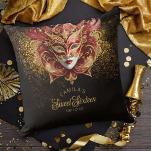 Masquerade-Motiv Sweet 16 Rot Gold V2 ID1032 Kissen