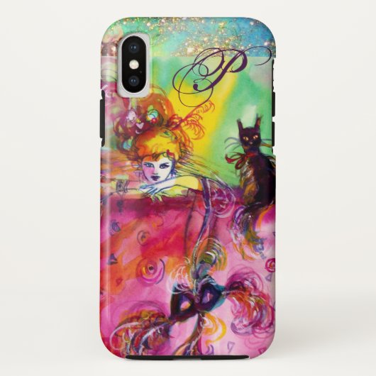 MASQUERADE NACHT / LADY MIT SCHWARZEM KATZMONOGRAM Case-Mate iPhone HÜLLE (Rückseite)