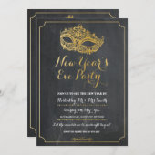 MASQUERADE Neujahr Party Maske Einladung (Vorne/Hinten)