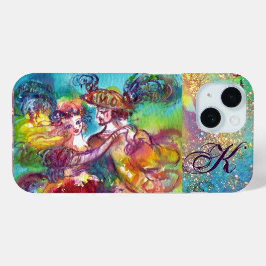 MASQUERADE NIGHT / CARNIVAL DANCE MONOGRAMM Case-Mate iPhone HÜLLE (Rückseite (Horizontal))
