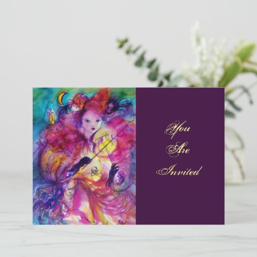 MASQUERADE NIGHT PARTY EINLADUNG (Stehend Vorderseite)