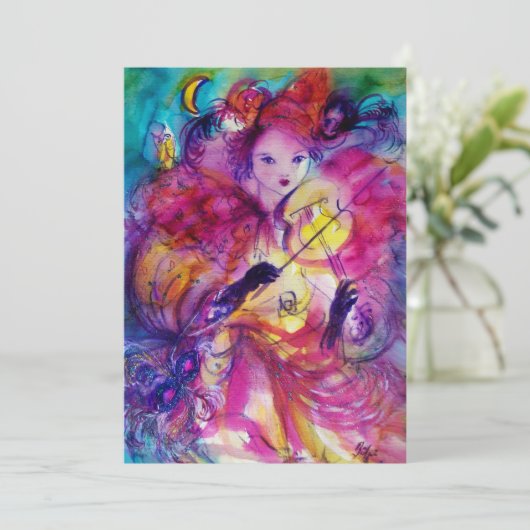 MASQUERADE NIGHT PARTY EINLADUNG (Stehend Vorderseite)