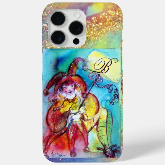 MASQUERADE NIGHT / RED YELLOW JESTER MONOGRAMM Case-Mate iPhone HÜLLE (Rückseite)