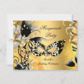 Masquerade Party Birthday Wilde Maske Schwarzes Go Einladung (Vorderseite)