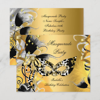 Masquerade Party Birthday Wilde Maske Schwarzes Go Einladung
