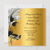 Masquerade Party Birthday Wilde Maske Schwarzes Go Einladung (Rückseite)