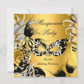 Masquerade Party Birthday Wilde Maske Schwarzes Go Einladung (Vorderseite)