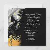 Masquerade Party Birthday Wilde Maske Schwarzes Go Einladung (Rückseite)