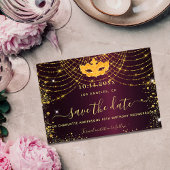 Masquerade Party burgundy Gold Glitzer Glitzern Save The Date