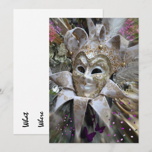 Masquerade Party Einladung (Vorne/Hinten)