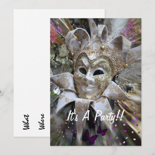 Masquerade Party Einladung (Vorne/Hinten)