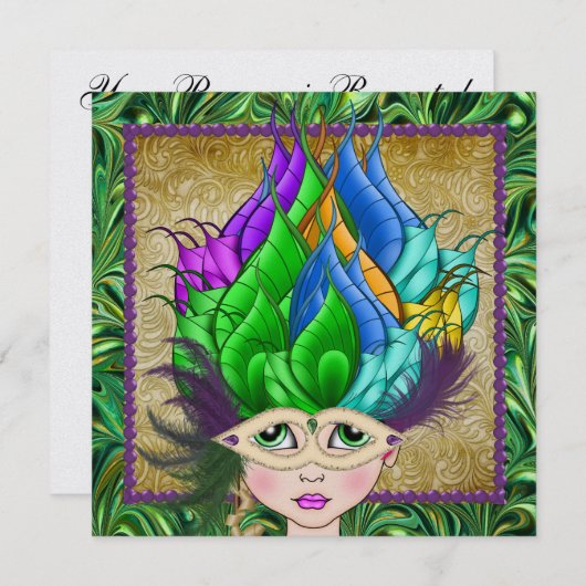 Masquerade-Party Einladung (Vorne/Hinten)