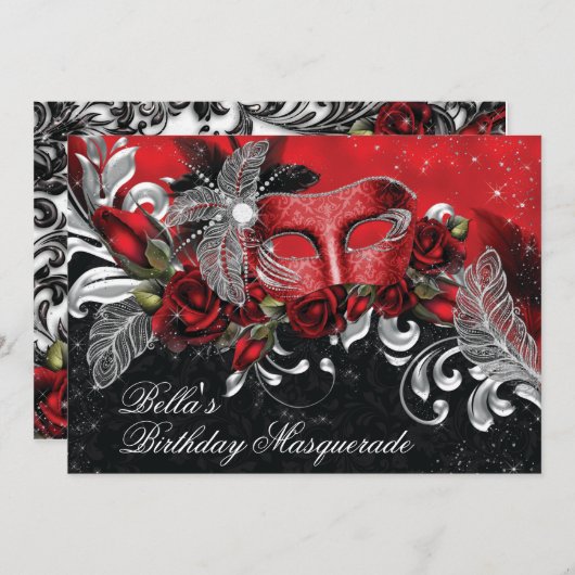 Masquerade-Party Einladung (Vorne/Hinten)