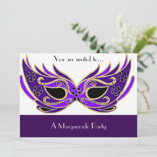 Masquerade-Party Einladung (Stehend Vorderseite)