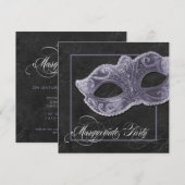 Masquerade-Party Einladung - Schiefergrau (Vorne/Hinten)