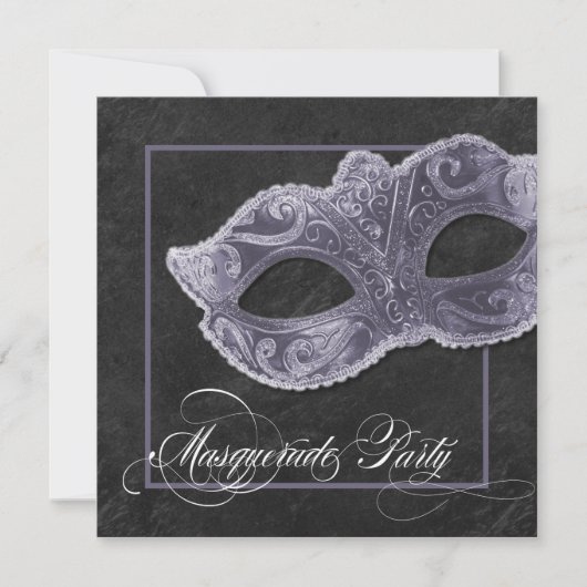Masquerade-Party Einladung - Schiefergrau (Vorderseite)