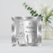 Masquerade Party Fabulous 50 Geburtstag Silber 2 Einladung (Stehend Vorderseite)