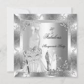 Masquerade Party Fabulous 50 Geburtstag Silber 2 Einladung (Vorderseite)