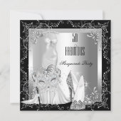 Masquerade Party Fabulous 50 Geburtstag Silber Einladung (Vorderseite)