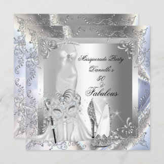 Masquerade Party Fabulous 50 Geburtstag Silber Einladung